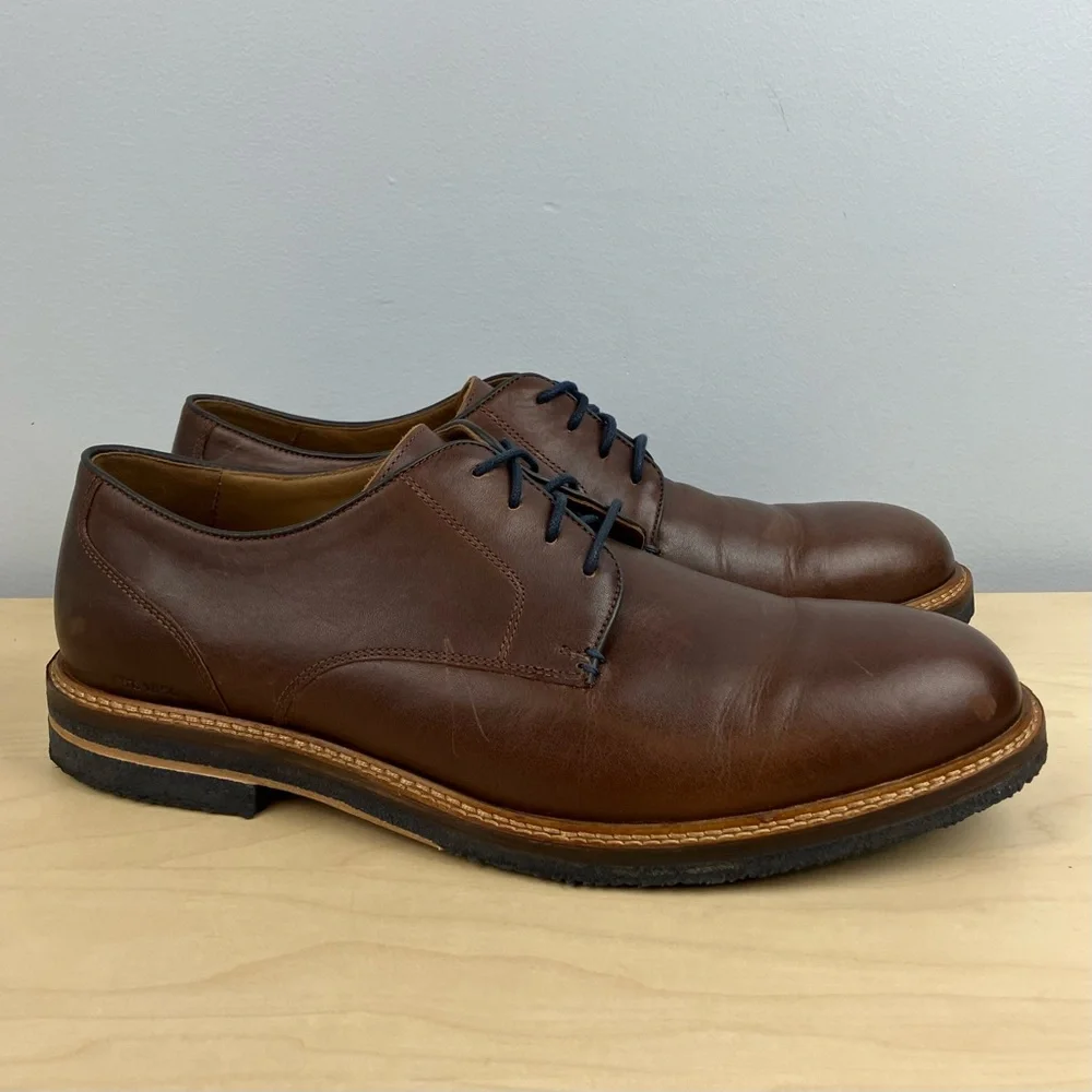 Johnston Murphy Men’s Size 12.0 M Calder Plain Toe Brown Leather Oxford Shoes